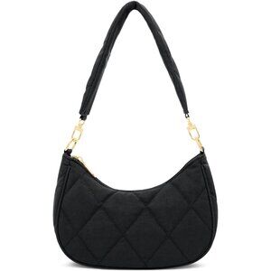 Women's N-black Chic Puffy Gold Chain Strap Underarm Zipper Pocket Hobo Purses